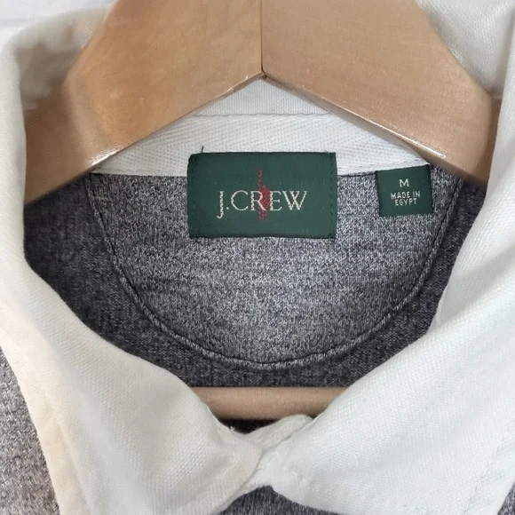 men's‎ M J Crew rugby shirt in Green Heather Hoop stripe NWOT